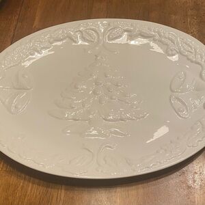 Ceramic White Oval Christmas Serving Platter 17.5” x 13.5” Brand New In Box